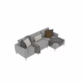 Stylish Modern Gray Sofa Set With Decorative Pillows And Cozy Blankets 3d model