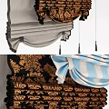 Elegant Roman Blinds With Golden Patterns Blue Stripes And Gray Designs