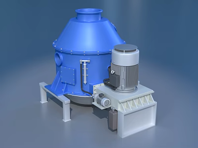 Industrial Blue Conical Equipment With Motorized Drive Unit And Stable Base Support 3d model