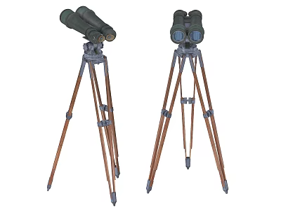 Professional Binoculars Mounted on Sturdy Tripods for Outdoor Wildlife Observation and Scenic Viewing 3d model