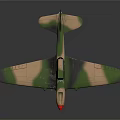 Camouflage Model Airplane With Red Nose Green And Brown Paint And Red Star On Tail