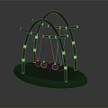 Modern Decorative Ornament Set With Black Arched Frame Hanging Metal Balls And Circular Base