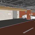 Modern Underground Parking Garage B3 Level with Elevator Entrance Marked Floors and Parked Vehicles