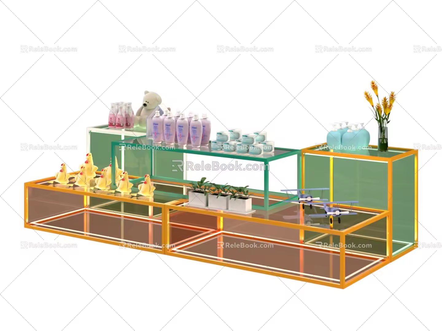 Showcase Shelf Display Stack Head Bulk Stack Head Promotion Display Rack Promotion Stack Head Supermarket Shelf Snack Stack Scene Stack Promotion Desk 3d model