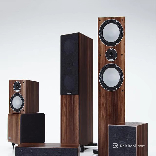 Wooden Home Audio Speakers In Different Sizes With Modern Design And Quality Sound 3d model 