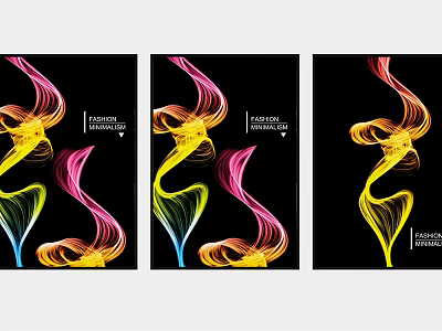 Fashion Illustration Artwork With Colorful Flowing Lines On Black Background 3d model
