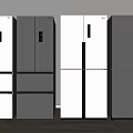 Modern Refrigerators and Freezers with Multiple Styles in White and Gray 3d model