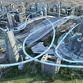 Aerial Planning of Modern City with Tall Buildings and Transportation Network