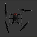 Black Professional Quadcopter Drone With Four Propellers And Red Undercarriage Components