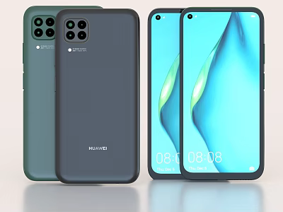 Huawei Smartphones With Multiple Colors Front And Back Views 3d model