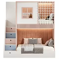 Cozy Kids Bunk Bed Design With Storage Drawers Pink White Pillows And Netting