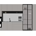 Modern Kitchen Wine Cabinet Design With Glass Doors And LED Lighting Storing Wine Bottles And Glasses