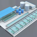 Efficient Industrial Equipment System with Water Tanks and Treatment Pools