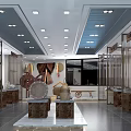 Traditional Exhibition Hall Interior With Spacious Layout And Wooden Display Cabinets