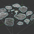 Natural White Stone Blocks Scattered On Black Background Surface