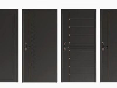 Black Security Doors With Various Modern Designs And Secure Lock Systems 3d model