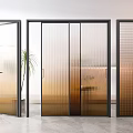Modern Interior Glass Doors With Frosted Ribbed And Grid Patterned Designs 3d model