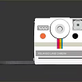 Vintage White Polaroid Land Camera With Rainbow Stripe And Electronic Design