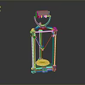 Desktop 3D Printer With Gray Metal Frame Red Parts And Yellow Print Bed