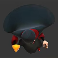 Mysterious Character In Black And Red Robe With Pointed Hat Holding Staff