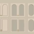 White Wardrobe Doors With Various Designs Arched Ribbed Panels And Metal Handles