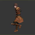 Game Movie Character Wearing Orange Armor In Dynamic 3D Designed Running Pose