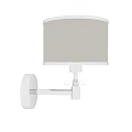 Sleek Modern Wall Sconce With Beige Fabric Shade And Chrome Crystal Accents