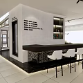 Modern Interior Design Of Showroom With White Walls And Black Logo Signage