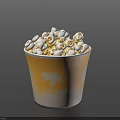 Fresh Popcorn In Yellow White Paper Cup With Full Serving