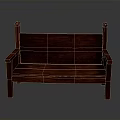 Classic Dark Wood Furniture Bench With Backrest Armrests And Sturdy Structure