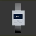 Modern Smart Watch Featuring White Square Dial Green Screen And Metal Mesh Band