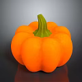 Plump Fresh Orange Pumpkin With Green Stem On Dark Background