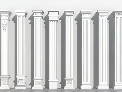 Various Ornate Classical Roman Columns With Sculpted Architectural Design Elements 3d model