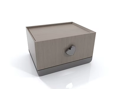 Modern Wooden Bedside Table with Drawer and Heart Shaped Metal Handle Sleek Light Wood 3d model