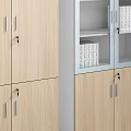 Light Wood Storage Cabinets With Different Designs Open Shelves And Closed Doors