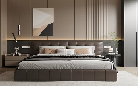 Modern Italian Double Bed 3d model