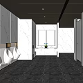 Public Restroom Modern Clean Interior With Marble Walls Urinals Sink Counter And Window
