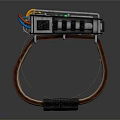 Digital Wristwatch With Green Display And Brown Leather Strap Metal Case