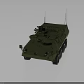 Detailed Green Armored Military Vehicle with Six Wheels Mounted Machine Gun and Antennas