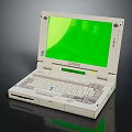 Vintage White Laptop With Green Screen Classic Keyboard And Retro Design