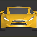 Yellow Sports Car With Sleek Design Black Windows And Rims Parked On Reflective Black Surface