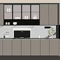Modern Kitchen Lighted Wine Cabinet With Glass Doors And Bottle Storage