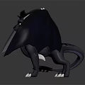Animated Black Dragon Game Movie Character with Large Wings and Horns
