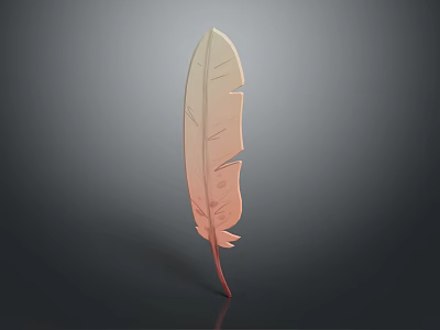 Pastel Pink Beige Gradient Feather Decorative Ornament Set With Shiny Glossy Design For Home Decor 3d model