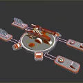 Futuristic Modular Weapon System 3D Circular Central Structure With Orange Gray Mechanical Components And Modules 3d model