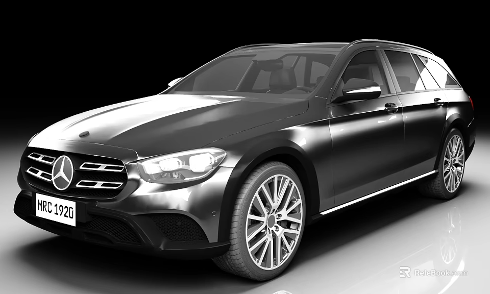 Black Mercedes Station Wagon With Sleek Exterior And Silver Alloy Wheels 3d model 