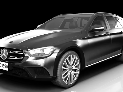 Black Mercedes Station Wagon With Sleek Exterior And Silver Alloy Wheels 3d model