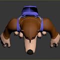 Brown Bear 3D Character With Blue Suspenders Yellow Shorts and White Pendant