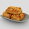 Cheesy Nutty Bread Slices Stacked With Cashew Nuts On Grey Plate