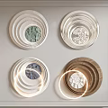 Modern Circular Layered Wall Decor with Textured Patterns and Various Materials 3d model